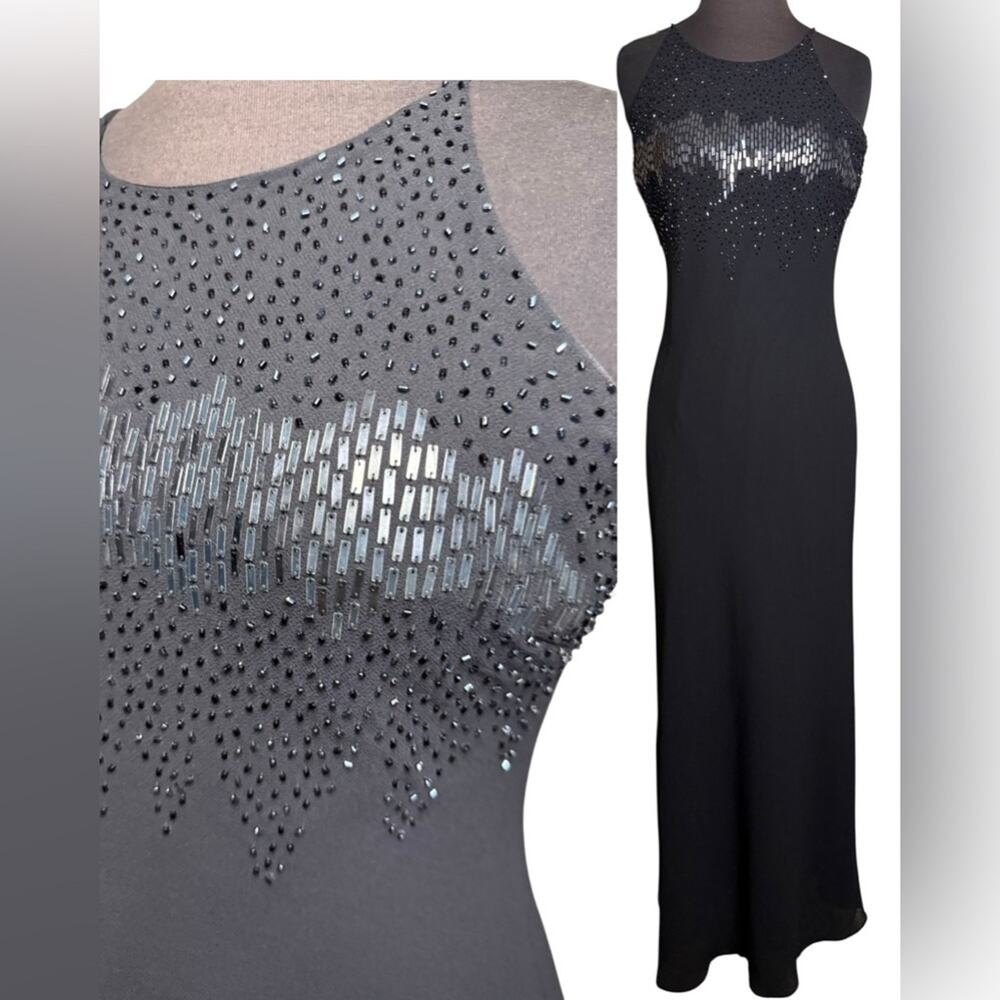 Y2K Beaded Glam Whimsigoth Maxi Formal Slip Dress Womens Size 6 Fairy Grunge